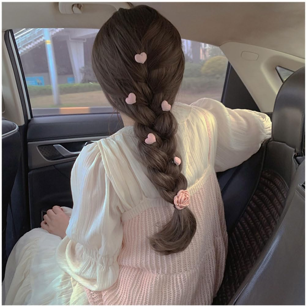 Pink Hair Accessories for Girls Decorative Hair Clip Set Heart Flower Hair Clips Wedding Barrettes for Women'S Hair Decorations Alligator Clips for Hair Barrettes for Women 6Pcs image number 5