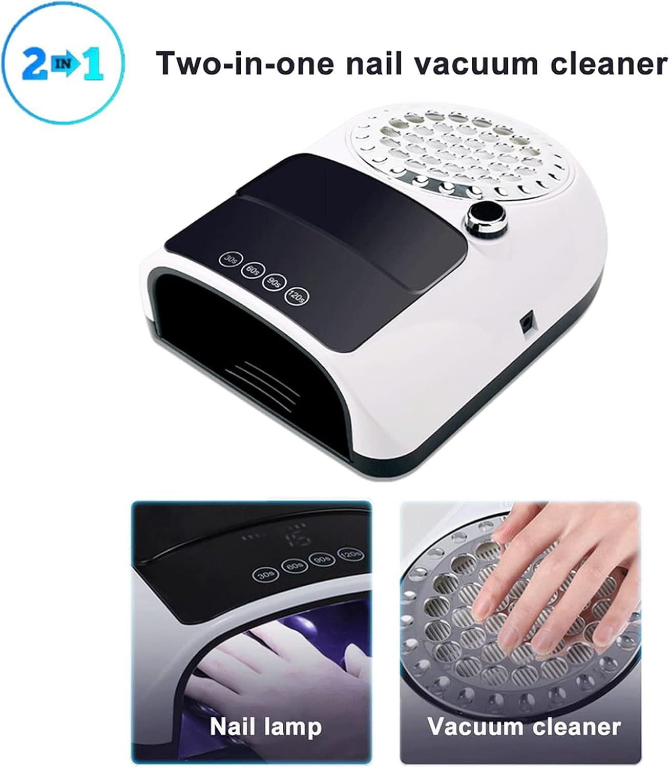 Bouzaak 2-In-1 UV LED Nail Lamp with Dust Collector, 126W Nail Dryer Manicure Tool for Salon Home Use