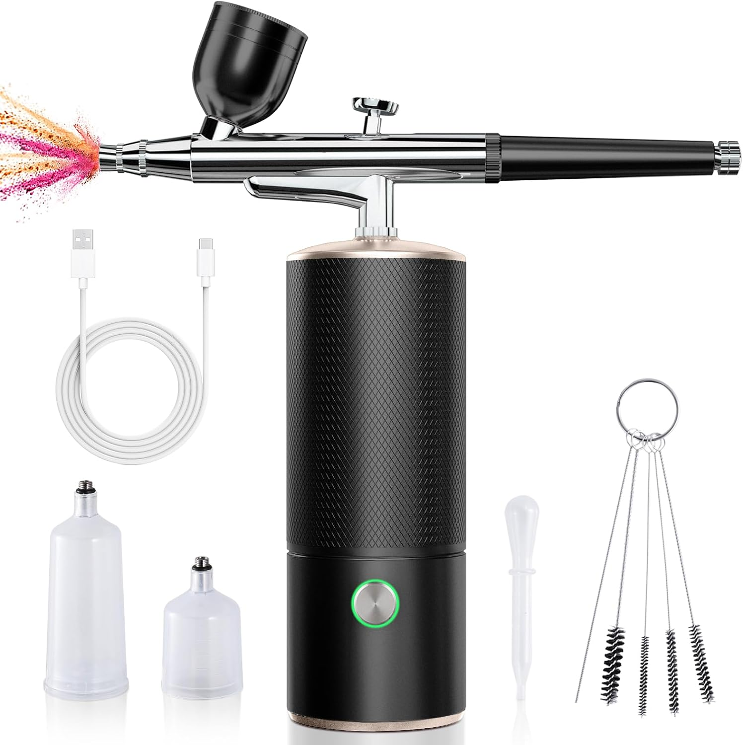 Airbrush Kit with Compressor, 32PSI Handheld Mini Air Brush Gun Set, Portable High Pressure Air Brushes for Painting, Tattoo, Nail Art, Mode, Makeup, Cake, Barber