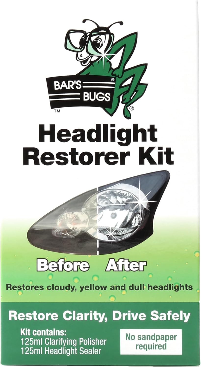 Bar'S Bugs Headlight Restorer Kit &ndash; 2-Step Restoration System with Clarifying Polish & UV Sealer | No Sanding Required image number 3