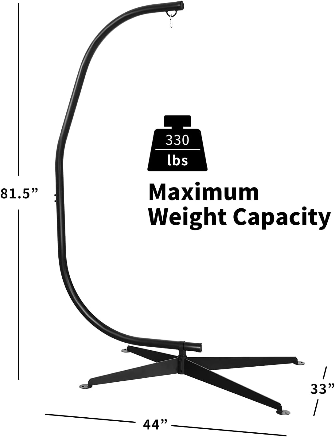 Giantex Hammock Chair Stand Only, Heavy Duty Steel C-Stand for Hanging Chair, 360&deg; Rotation Egg Chair Stand W/Carabiner, 2" Diameter Steel Pipe, 81.5" H Stand for Swing Chair Outdoor Indoor image number 6