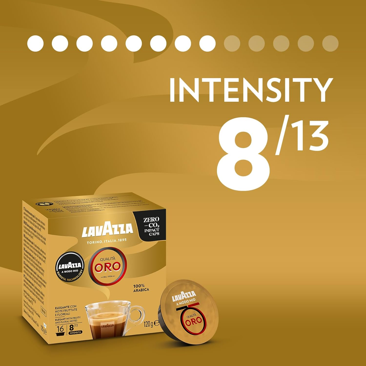 Lavazza, a Modo Mio Qualit&agrave; Oro, 96 Coffee Pods, Ideal for an Espresso with Floral and Fruity Notes, 100% Arabica, Intensity 8/13, Medium Roast, 6 Packs of 16 Coffee Pods image number 4