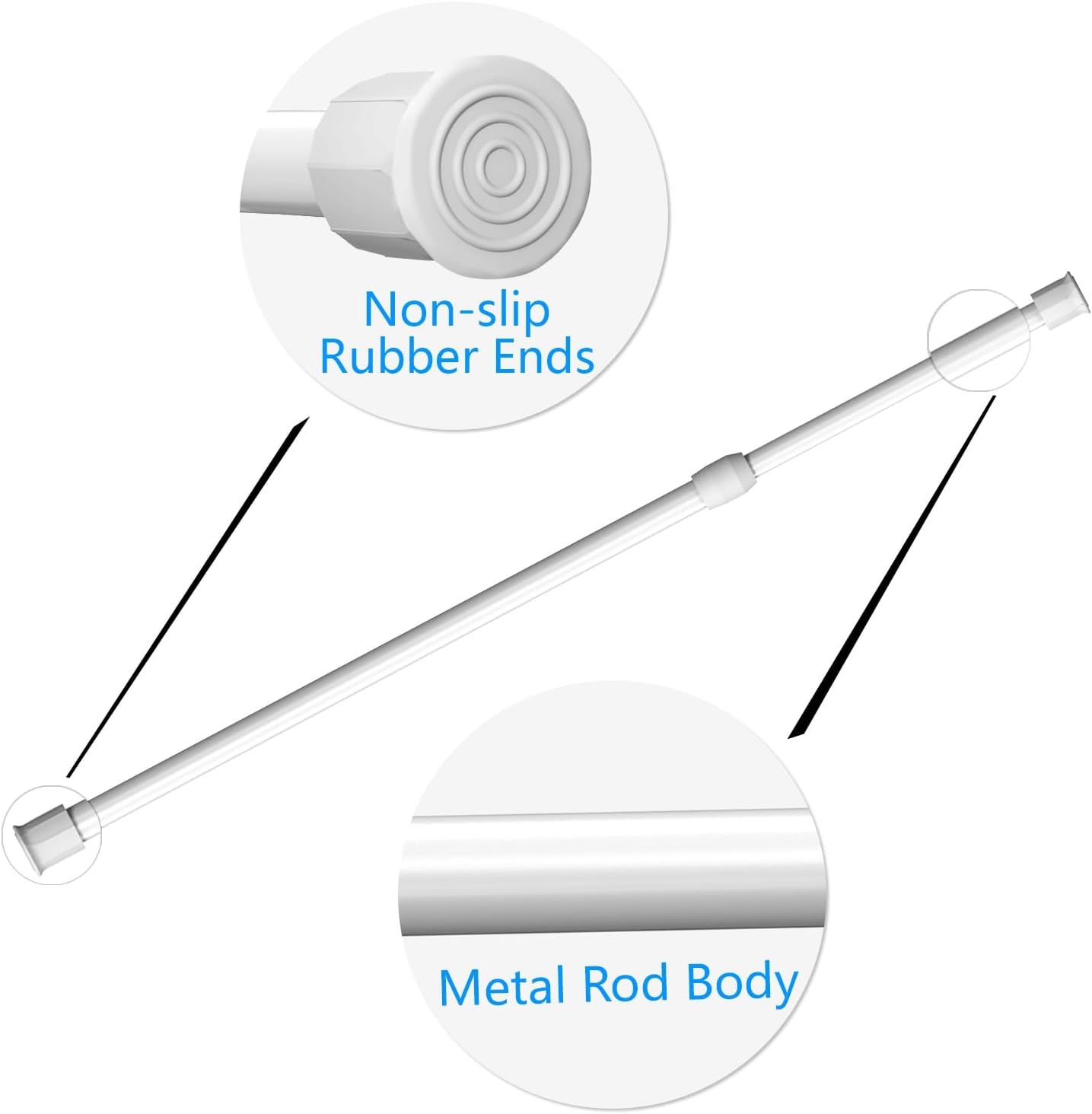 RV Small Tension Rods 12 to 19.5 Inch Adjustable Bars for Camper Refrigerator, Kitchen, Cupboard, Closet, and Cabinet, White- 6 Packs image number 2