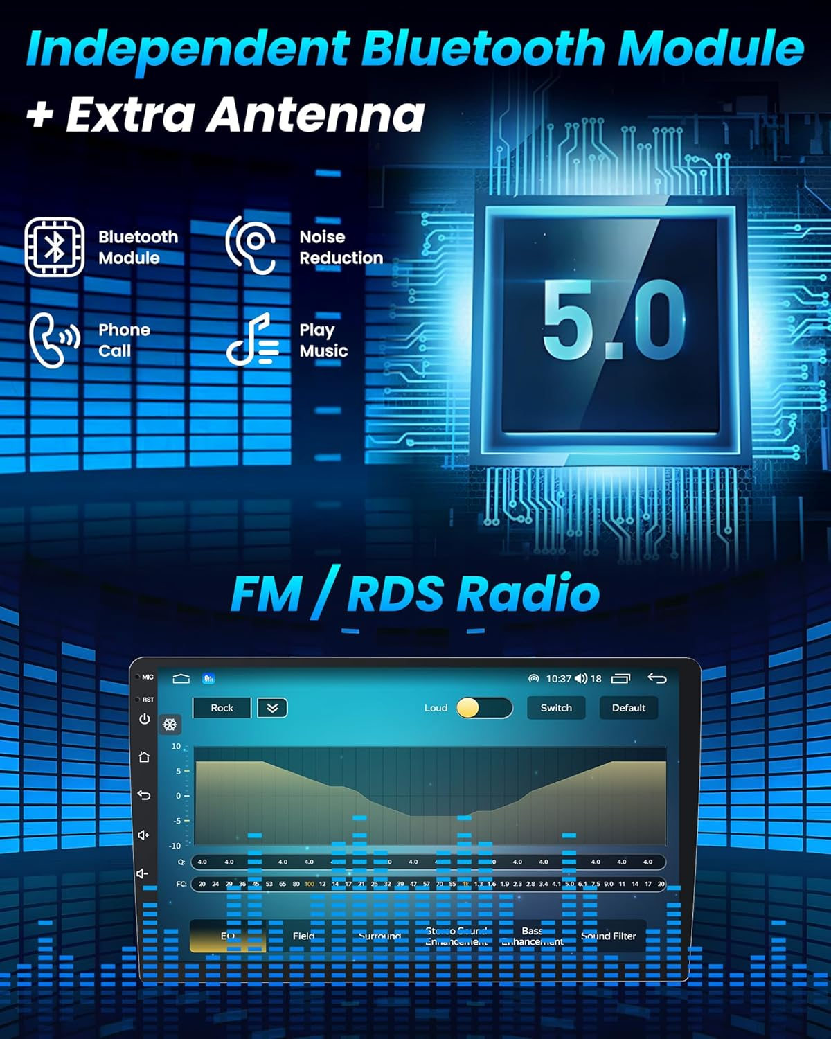 Car Radio for Toyota RAV4 2007-2012: [2G+64G] 9 Inch 1280 * 800 Touchscreen Stereo Replacement with Wireless Carplay Android Auto, Built-In Bluetooth, GPS, Wifi, FM, SWC, Mirror Link Backup Camera image number 2