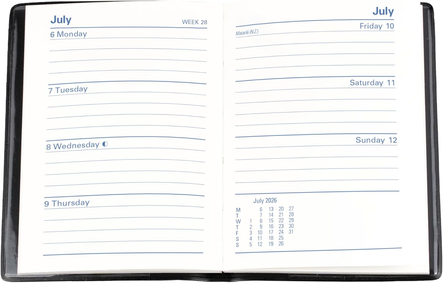 Collins - Belmont Pocket 12 Month 2026 Diary/Planner, Week to View, A7 PVC - Black image number 2