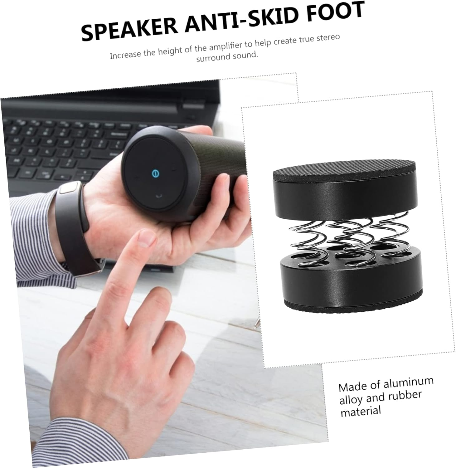 FELTECHELECTR Amplifier Feet Pads Spring Shock Absorber for Hifi Audio Equipment, Black Aluminum Alloy Non-Slip Feet Cushions 40X44Mm, Furniture Vibration Dampening for Home Electronics - Silver image number 5