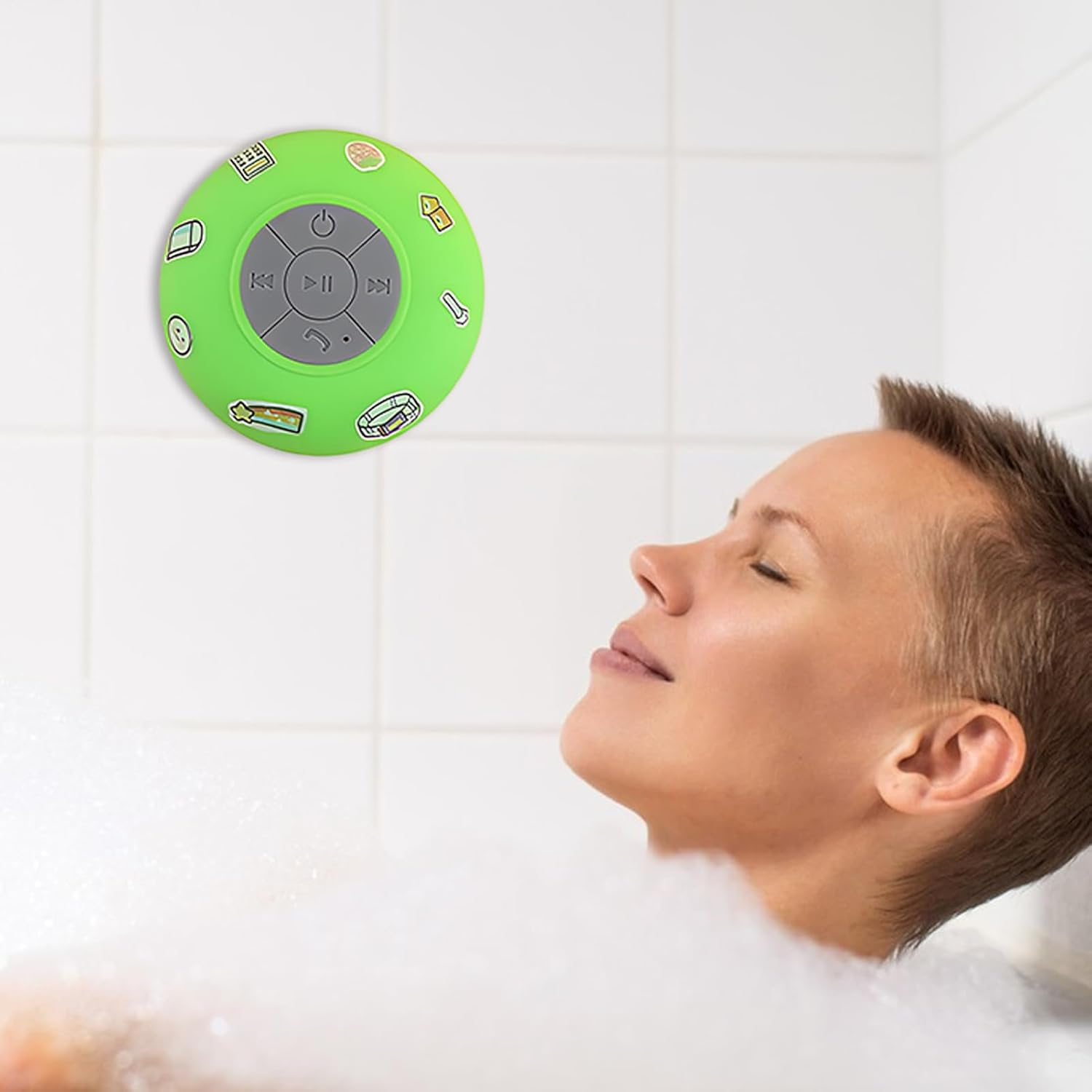 Portable Speaker Waterproof, Bathroom Speaker, Stereo Sound Waterproof Suction Cup Music Player for Shower Home Party Beach Bathroom Travel - Blue image number 5