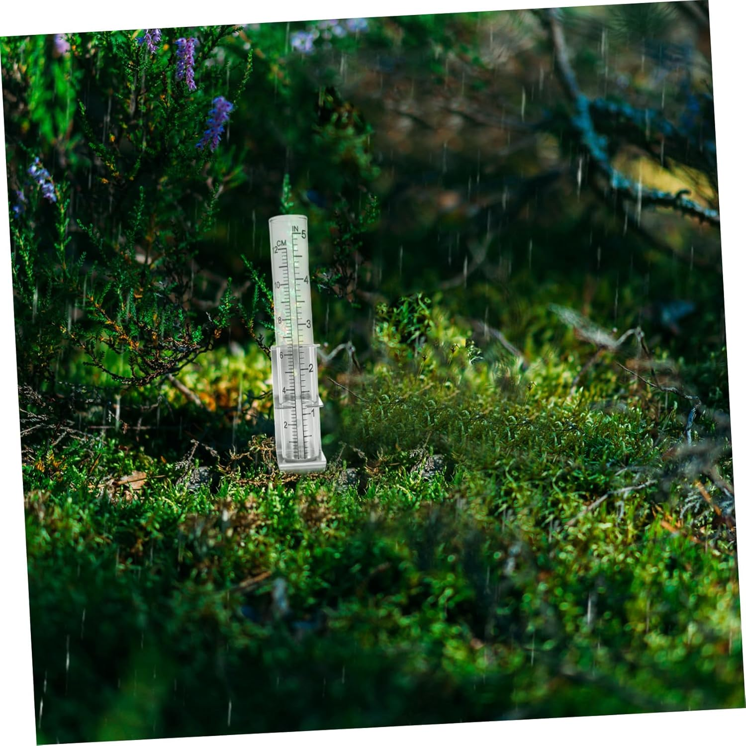 Ibasenice Stainless Steel Rain Gauge Bracket with Stable Column Design for Outdoor Garden Accurate Rainfall Measurement Tool Water Gauge Holder