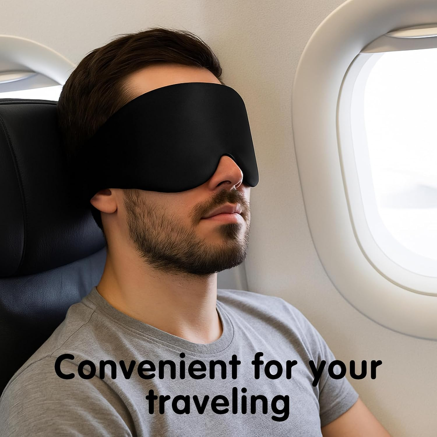 Mulberry Silk Sleep Mask Black Adjustable Hook and Loop Headband, Full Size Large Eye Mask for Total Blackout Men Women, Ideal for All Night Sleep, Travel, Naps Prevents Light Leakage, Comfortable for Side Sleepers image number 2