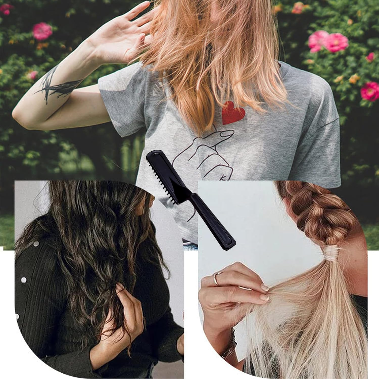 Anneratteryer Pack of 8 Hair Comb Curling Comb for Curls Hair Dye Brush Hair Highlight Comb Women Hair Styling Comb Tool for Colouring Tool Brush Balance Women (Black) image number 4