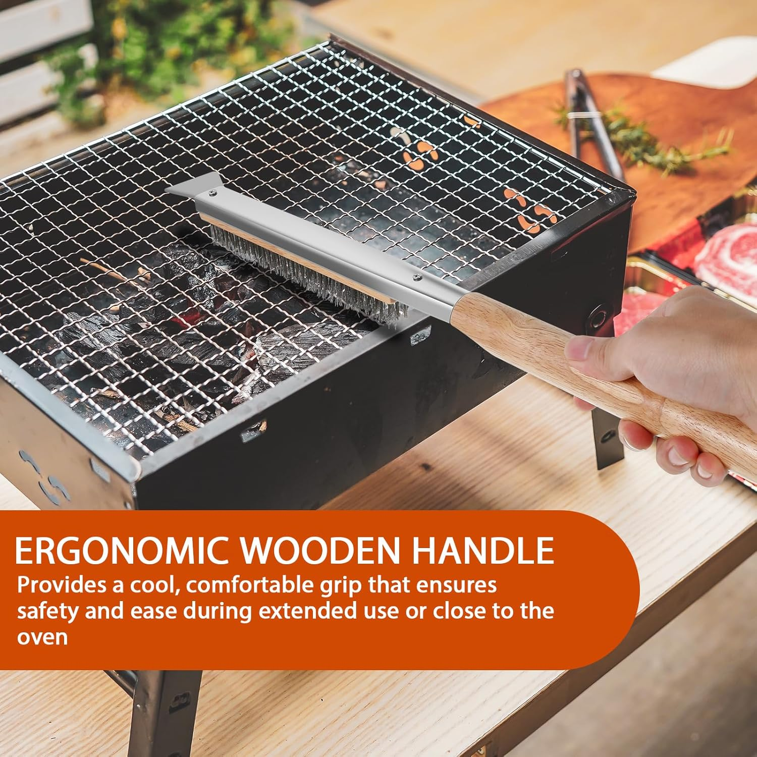 Pizza Oven Brush with Long Handle 21 Inch Pizza Stone Scraper Reusable Pizza Oven Cleaning Brush Pizza Oven Cleaning Tool for Home Kitchen image number 3