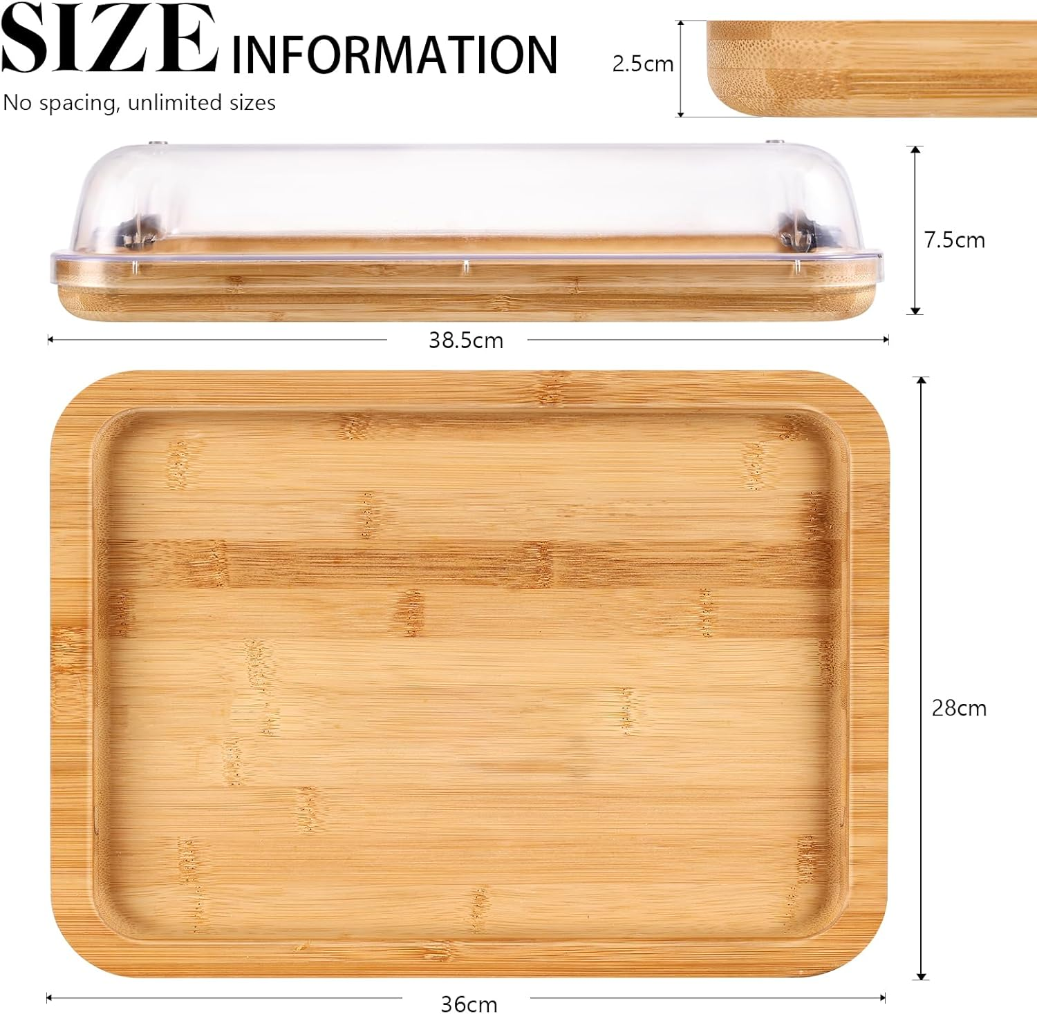 Feshory Premium Charcuterie Board with Clear Locking Lid for Appetizers & Snacks - Cheese Bamboo Board, Serving Tray Ideal for Food Lovers and Parties image number 1