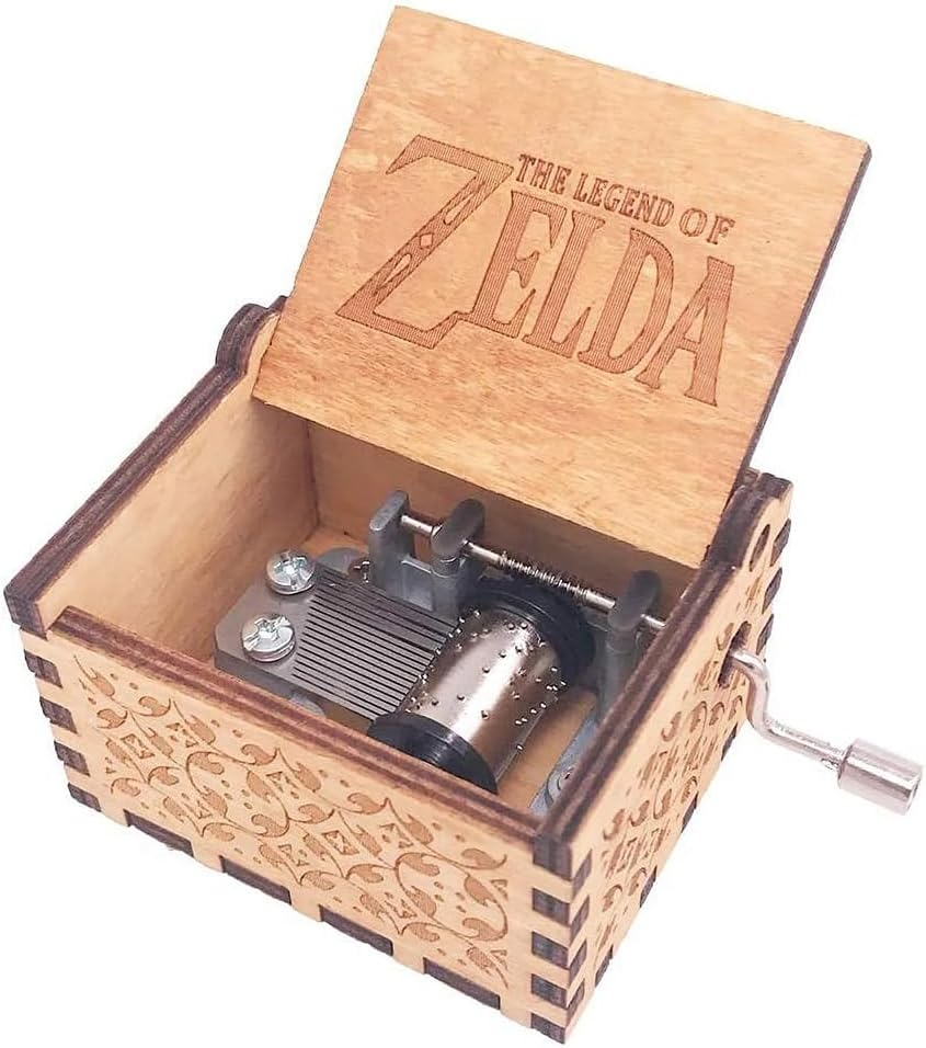 Music Box Hand Crank Musical Box Carved Wooden,Play :Song of Storms from Ocarina of Time,Brown image number 5