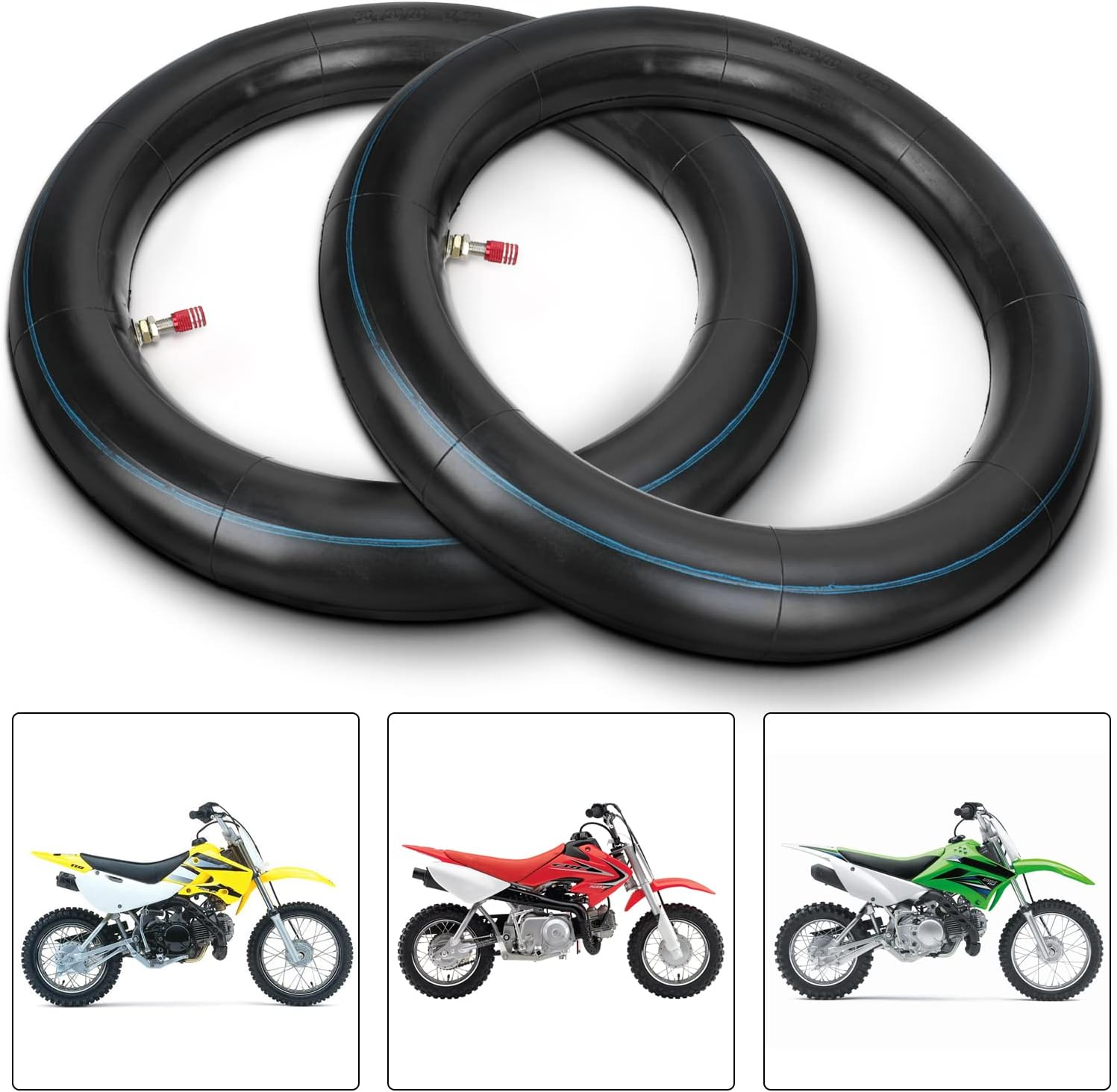 GREHUA 2.75 3.00-12 80/100-12 Inch Rear Inner Tube for SSR 110Cc 125Cc 90Cc KLX110 PW80 TTR90 TTR110 XR50 XR70 CRF50 CRF70 CRF110 DRZ110 Coolster QG-214 Apollo RFZ Pit Dirt off Road Bike Parts image number 6