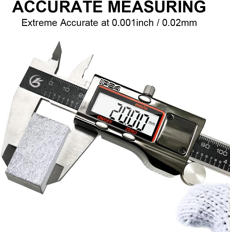 KETOTEK Digital Caliper Measuring Tool, IP54 Waterproof Stainless Steel Electronic Vernier Caliper 6 Inch/150Mm Digital Micrometer with Large LCD Screen