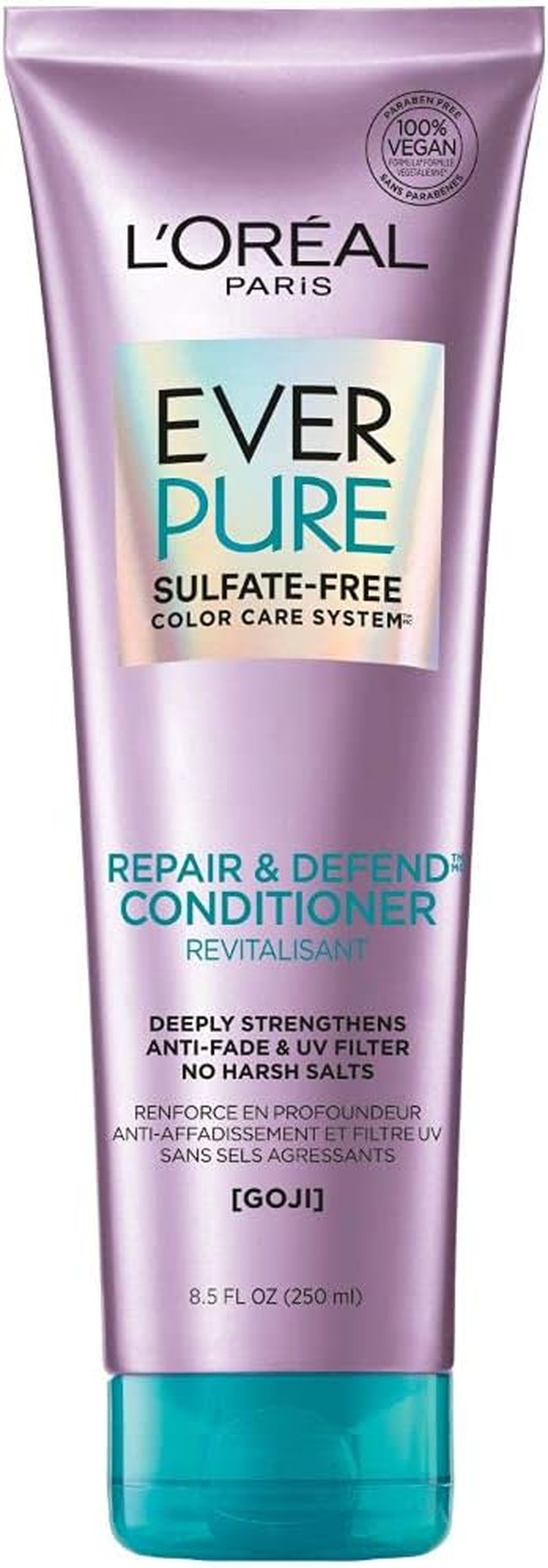 L'Oreal Paris Everpure Repair and Defend Sulfate Free Conditioner for Color-Treated Hair, Strengthens and Repairs Damaged Hair, with Goji, 8.5 Fl; Oz (Packaging May Vary) image number 5