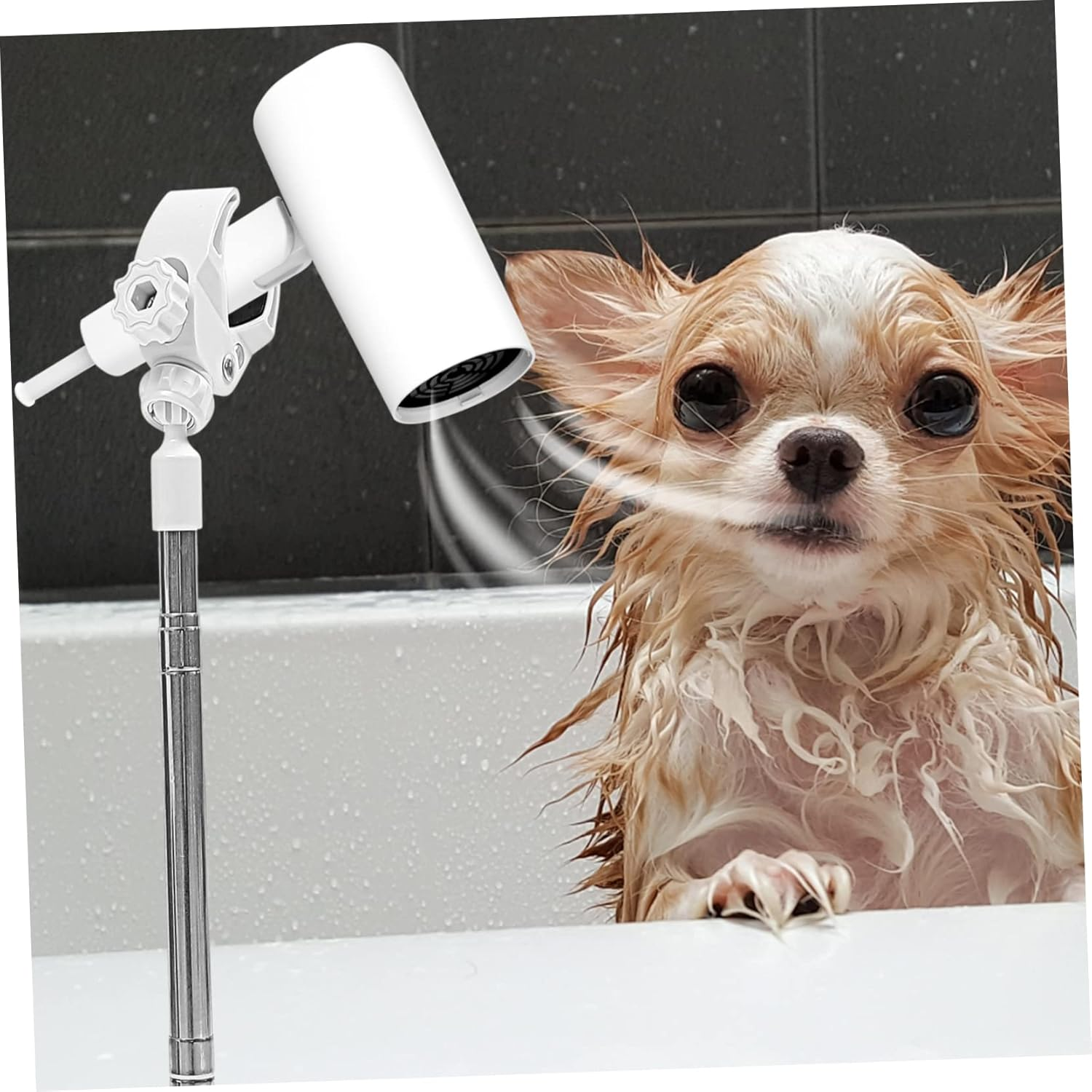 Outanaya Adjustable PET Hair Dryer Stand Rotatable Blow Dryer Holder for Dog Grooming Extendable Floor Support for Easy Drying