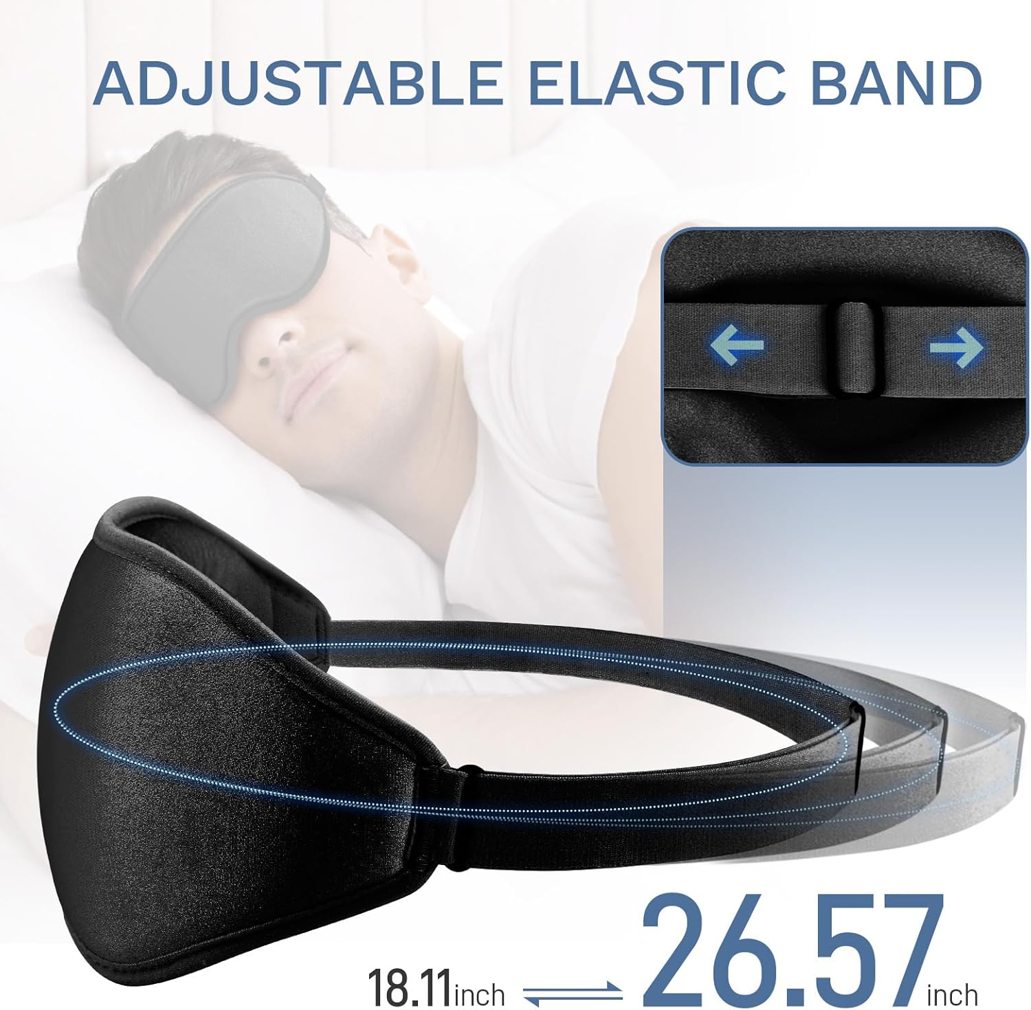 Flycoco 99% Fully Block Out Light Eye Sleep Mask, 3D Deep Contoured Eyes Cover Zero Pressure, Long Lash Extension Eyes Mask with Adjustable Straps for Sleeping Travel Home Nap Rest Women Men (Black) image number 5