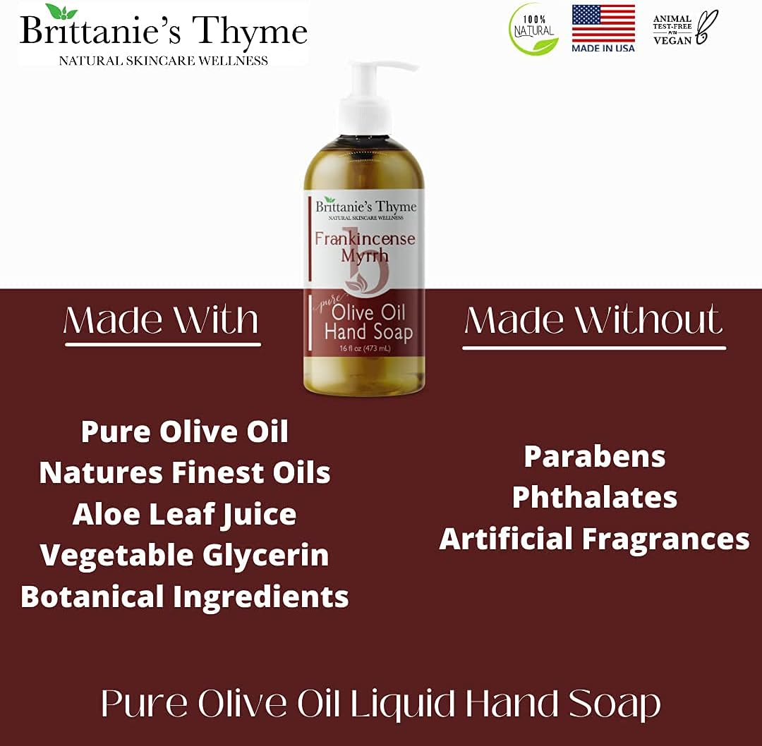 Frankincense & Myrrh Olive Oil Hand Soap - Cruelty Free, Vegan, Gluten Free, All Natural image number 3