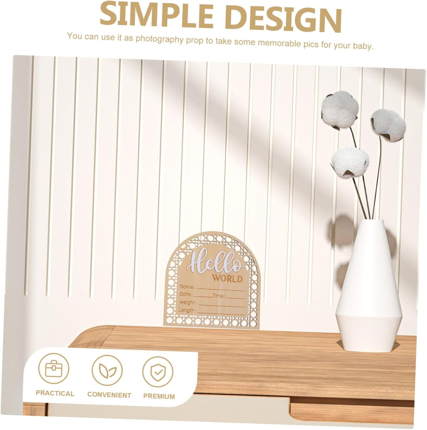 HANABASS 2Pcs Wooden Announcement Sign Unique Newborn Name Announcement Board for Nursery Decor Adorable Plaque for Hospital and Home Celebrations image number 1