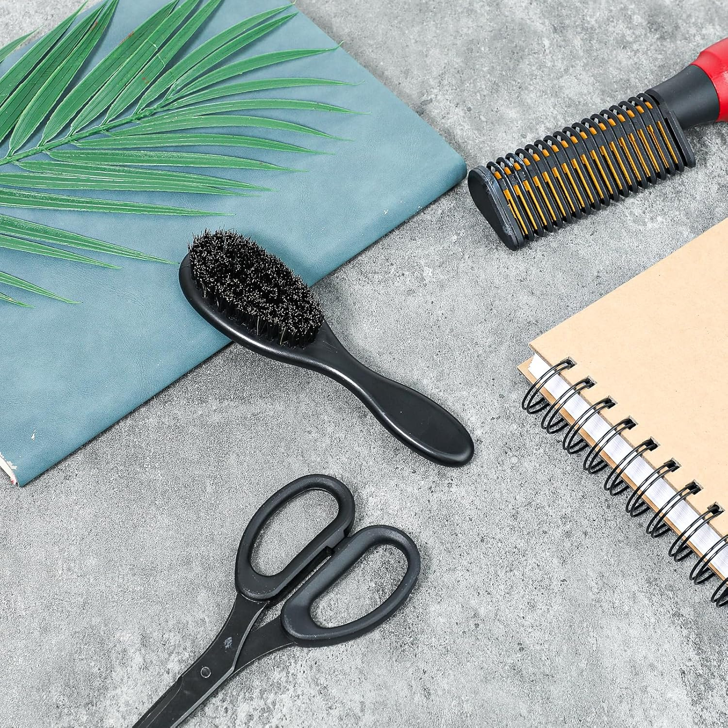 Barber Fade Brush, 2 PCS Natural Boar Bristle Hair Brush with ABS Handle Professional Barber Neck Duster Cleaning Brush for Detangling, Smoothing, Restores Shine,Barber Supplies, Beard Brush for Men image number 1