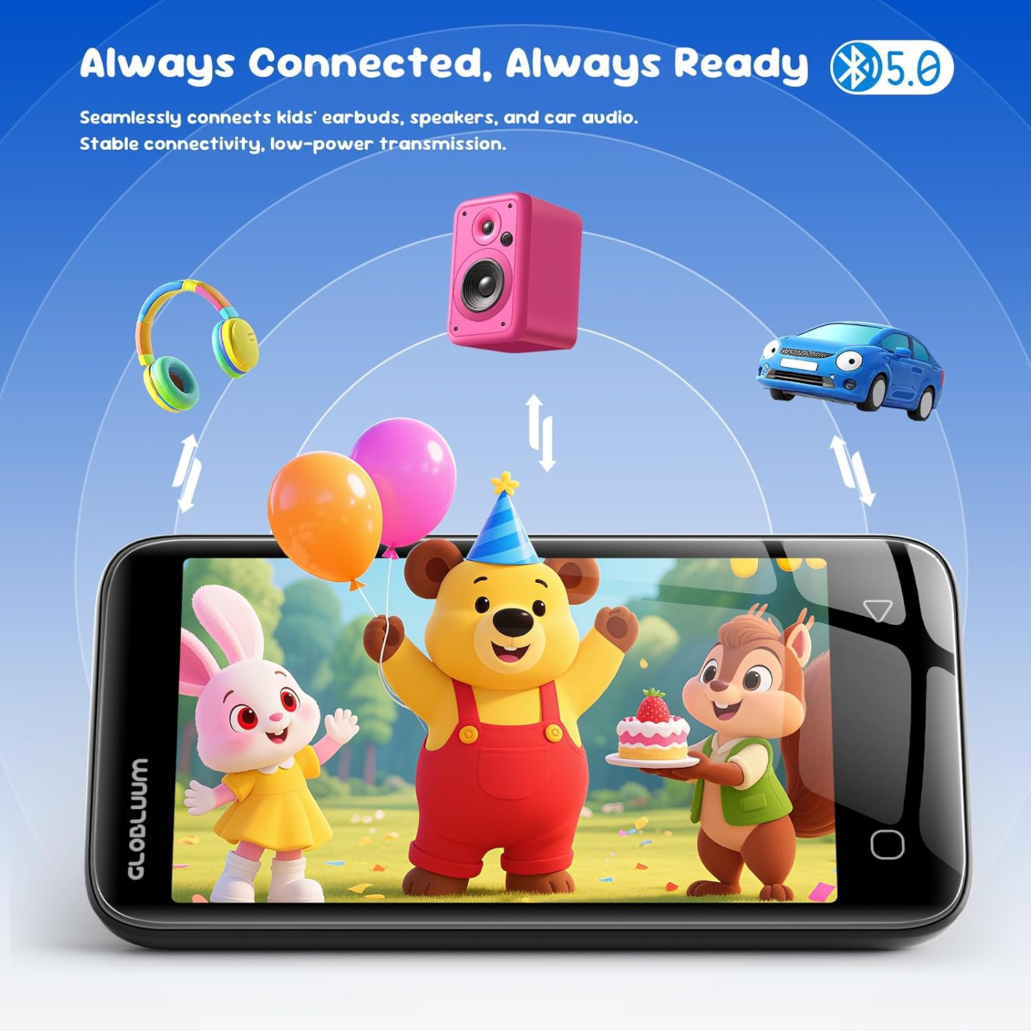 80GB MP3 Player for Kids, Parental Controls, Supports Spotify Kids, Audible, Librivox, Amazon Music and Kindle:Safe Android MP4 Player Gift with 4" Touchscreen, Wifi and Bluetooth(Black) image number 6