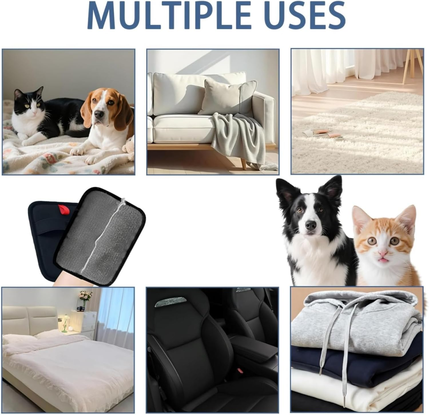 Suytvenxau Pet Hair Remover, Electrostatic Pet Hair Removal Gloves, Reusable Dog Hair Remover Glove for Furniture Carpet Couch Use, Cat Hair Remover Mitt with Adjustable Fit, 1 PCS image number 3