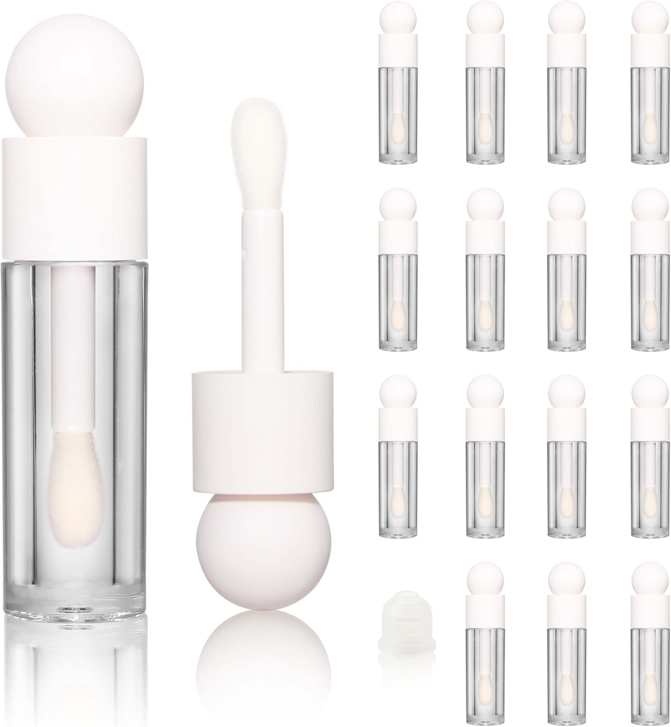 COSIDEA 16Pcs Empty 5Ml Pink Lip Gloss Tubes with Big Wand Large Deo Foot Brush Lipgloss Tube Container for Lip Oil