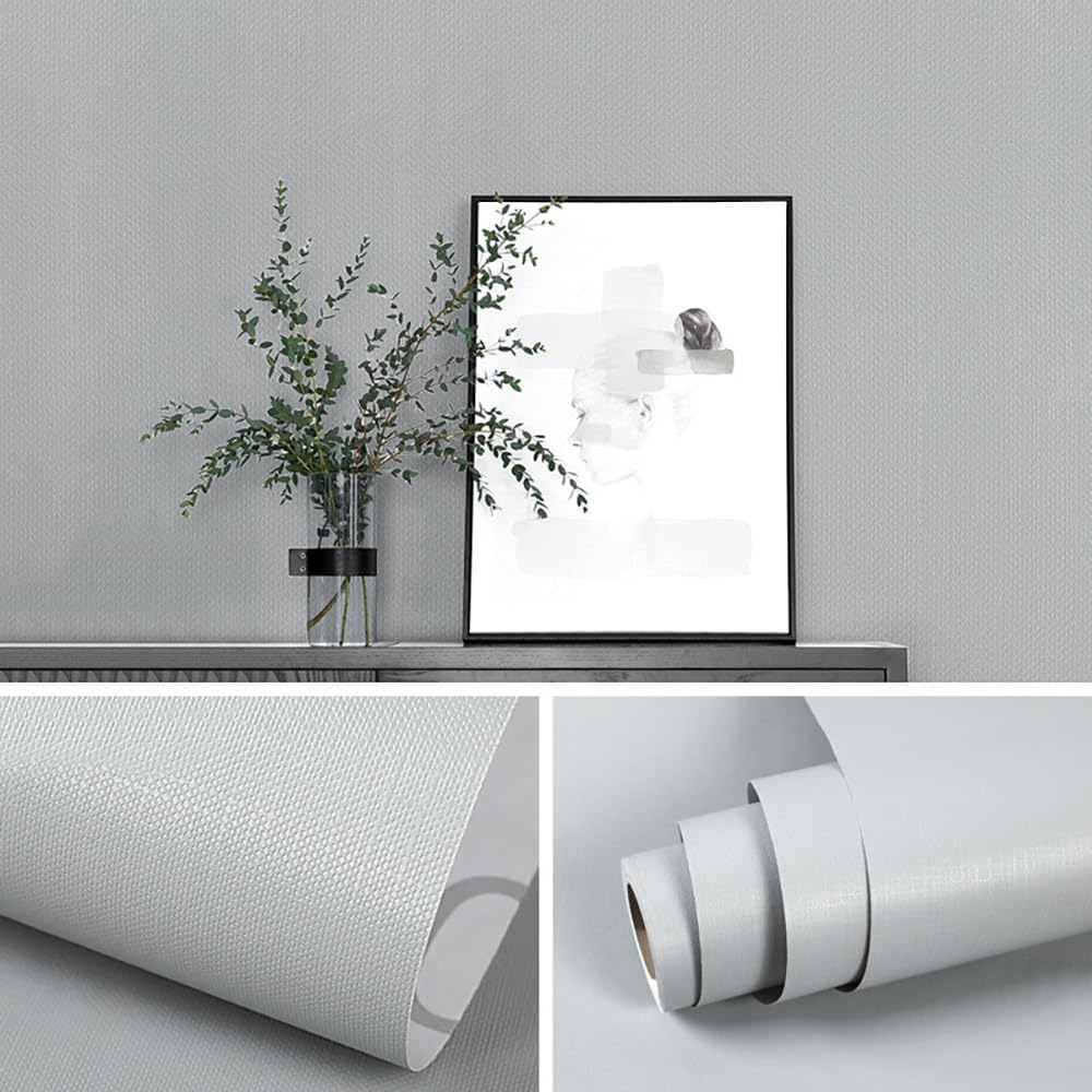 Self Adhesive Wallpaper Waterproof Linen Real Texture 10M Bedroom Laundry Dining White