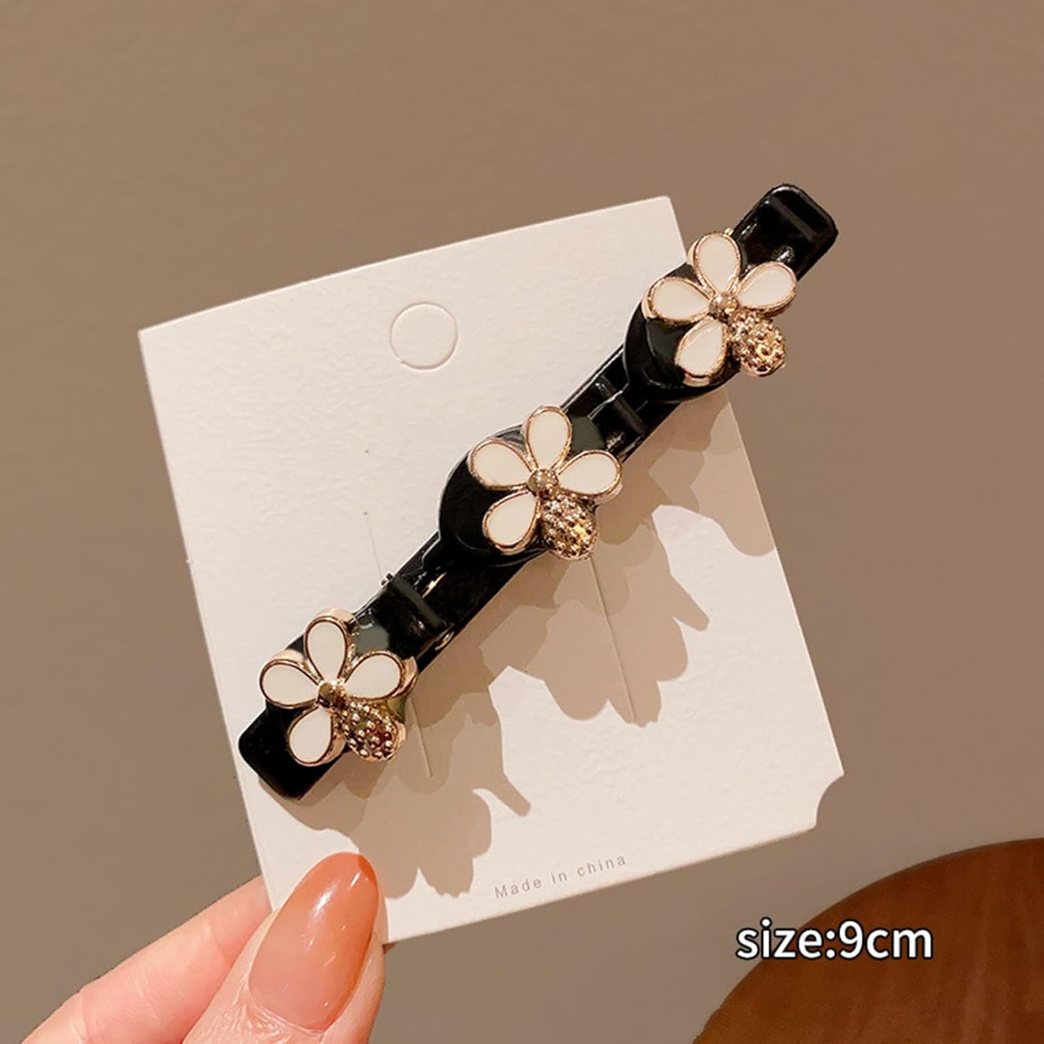 Braided Hair Clips with Sparkling Crystal Stone and 3 Small Clips Beaded Hair Pin Duck Bill Clip Braided Hair Clip with Rhinestones for Women as a Gift (Style: N) image number 4