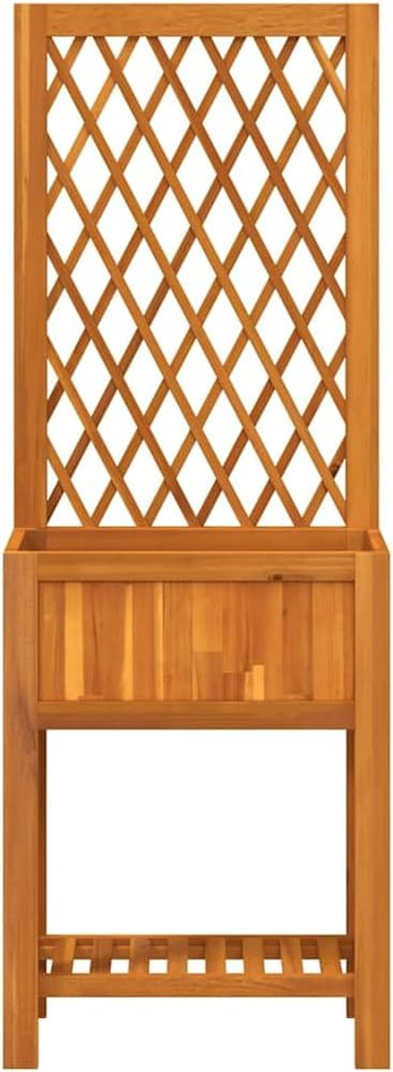** Vidaxl Solid Acacia Wood Planter Box with Trellis and Shelf for Climbing Plants - 55X29.5X152 Cm - Garden, Patio, Terrace Growing Bed image number 5