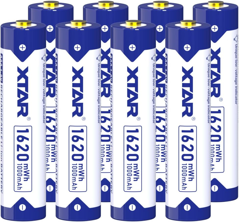 XTAR 8-Pack AAA 1620Mwh Lithium Rechargeable Batteries,1.5V Batteries with Low-Power Indicator,1200 Cycles image number 3