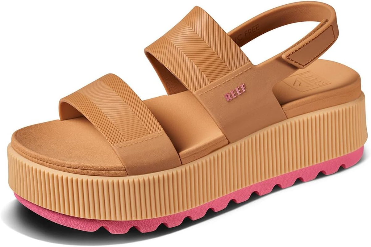 REEF Women'S Water Vista Higher Platform Sandal, Water Friendly, Adjustable Strap, Black/Tan, 9 image number 2