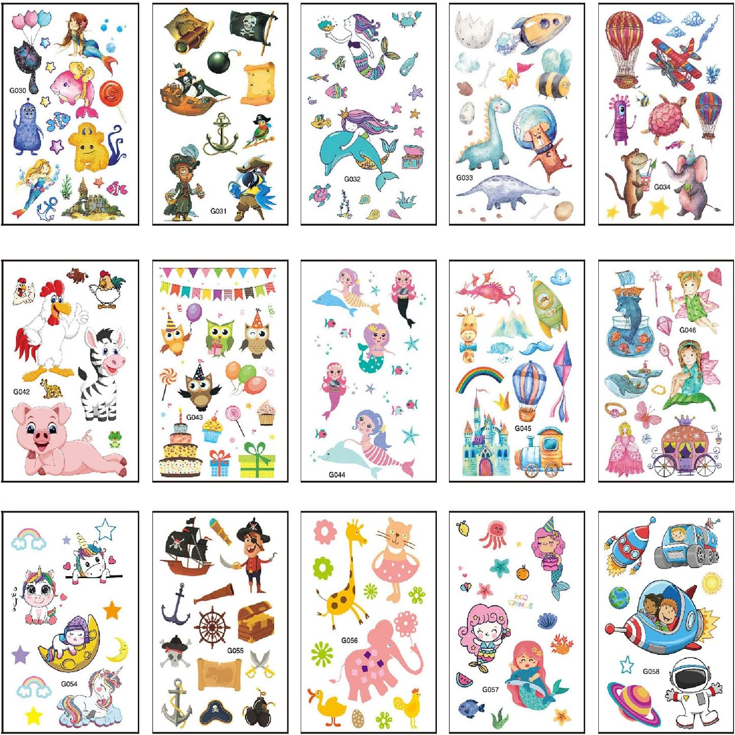 60 Sheets Cute Temporary Tattoos Fake Tattoo for Kids Children Toddlers Boys Girls
