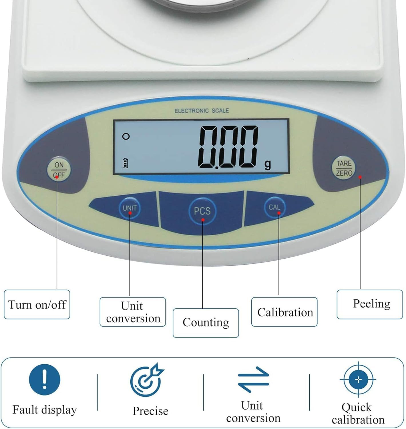 Precision Scale 0.1G Professional, 5Kg/10Kg/15Kg/20Kg/30Kg Precision Scale Electronic Laboratory Scale, Food Gram, Jewelry Scales Kitchen Scale,30Kg/0.1G image number 2