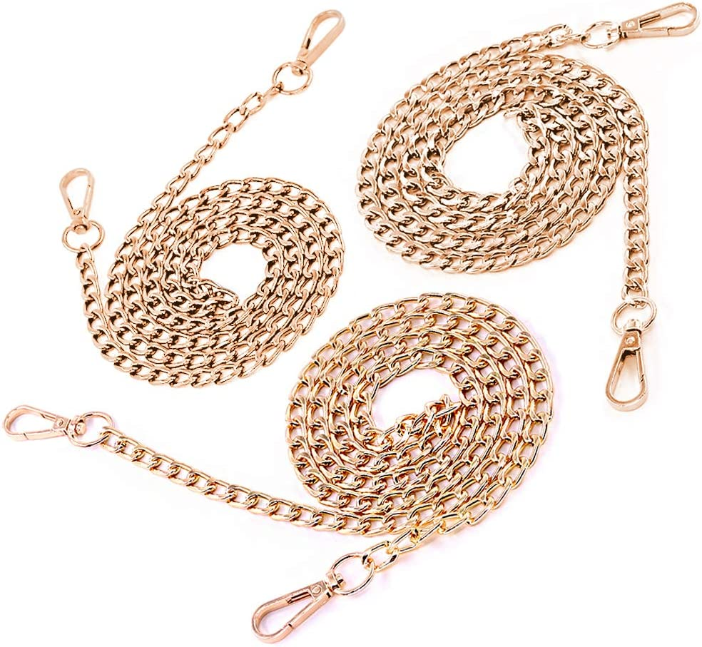Swpeet 3Pcs Purse Chain Strap Slim Wide 7Mm for Comfortable Flat Metal Strap