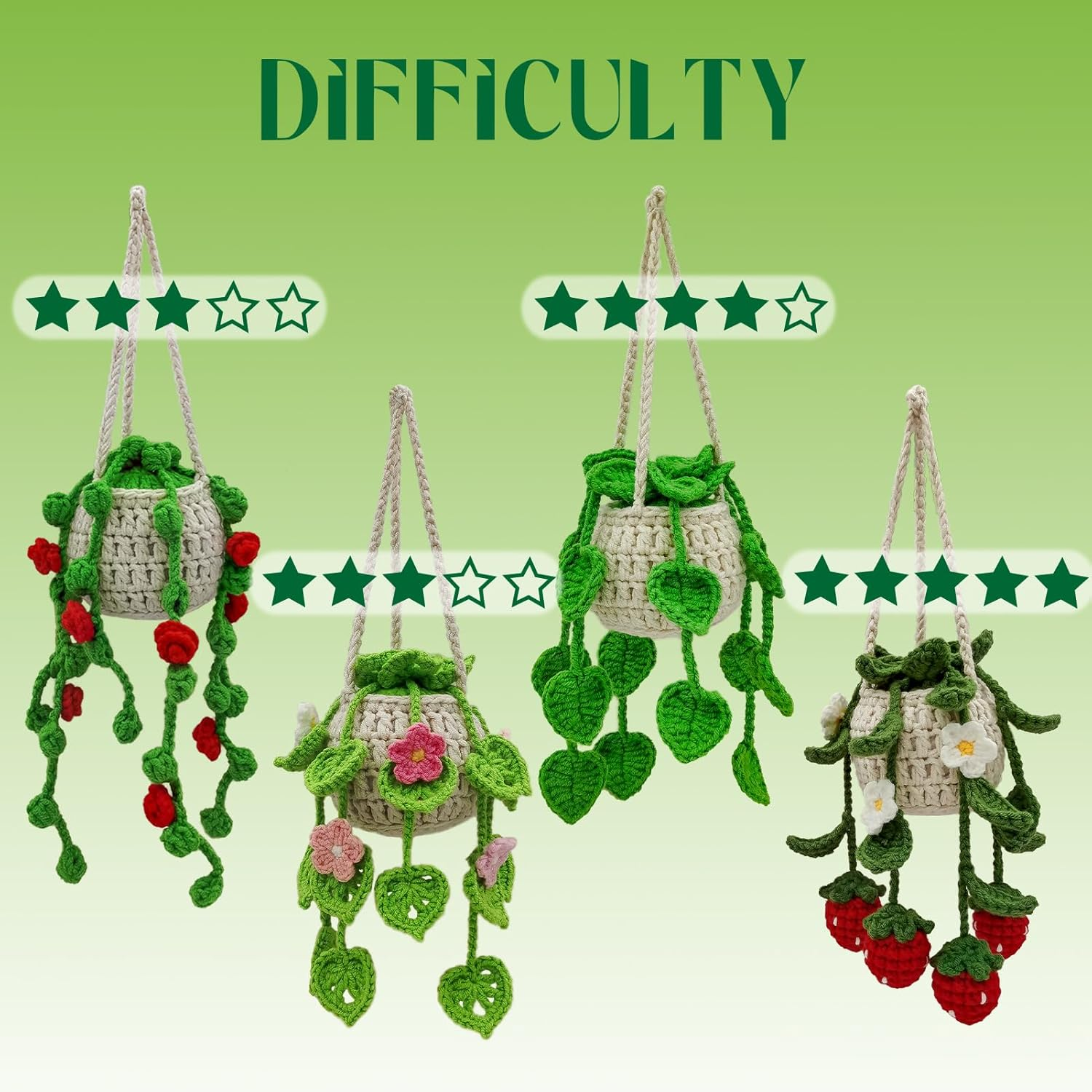 SGIBYN Crochet Kit for Beginners with Step-By-Step Video Tutorials,Beginners Starter Crochet Succulent Plant Kit for Adults,Knitting Kits Learn to Crochet Set (Hanging Plants) image number 5