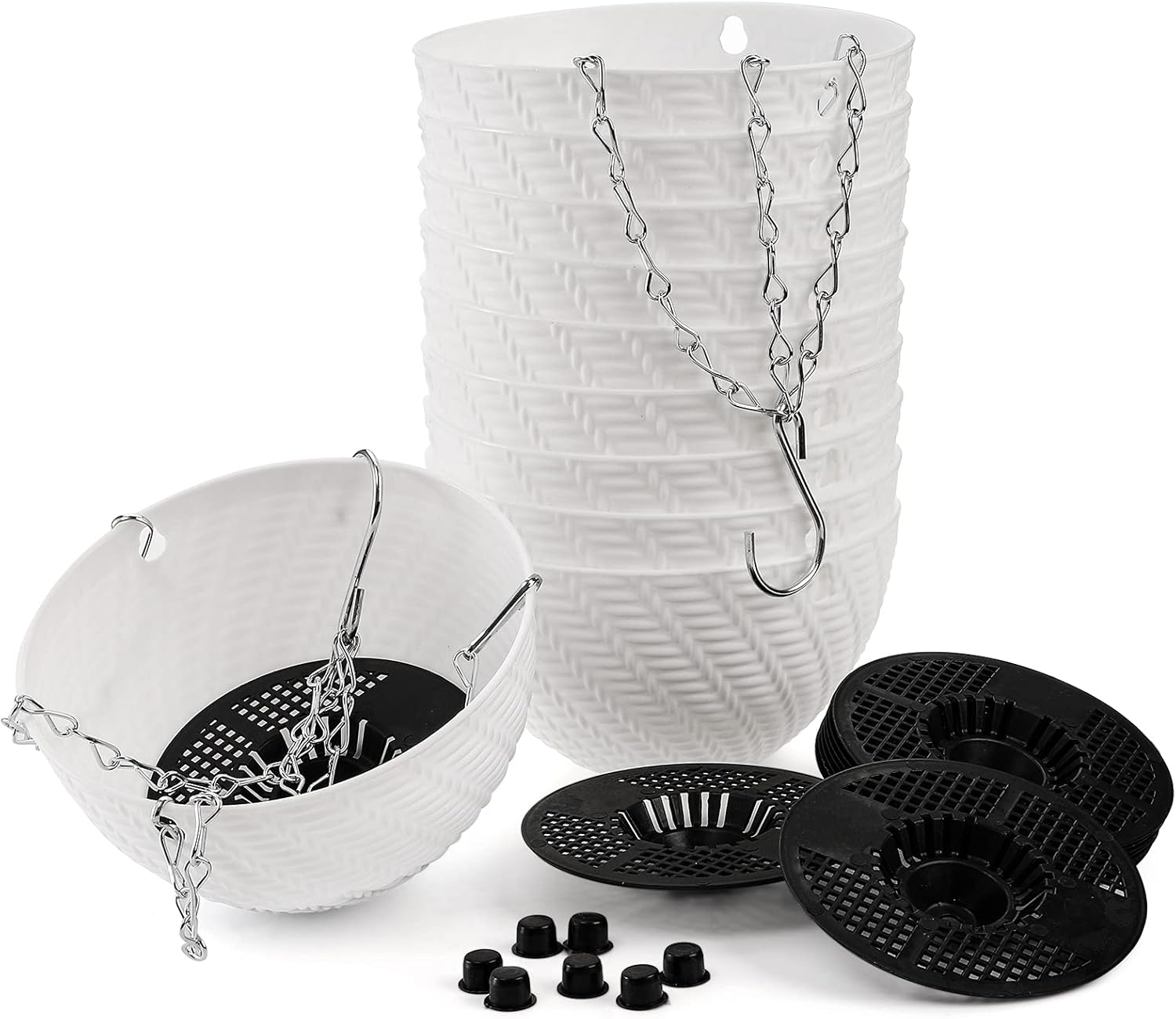 Foraineam 10 Pieces 6 Inch Hanging Planters, Garden Self-Watering Flower Plant Pot Container, Mini Succulent Planter Pots with Hanging Chain image number 4