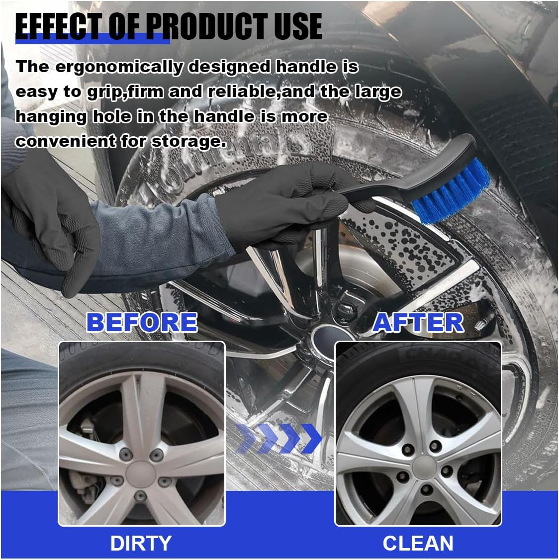 8.3&times;2.5 Inch Carpet Cleaning Brush, Scrub Brush for Floor Mats, Car Wheel Hub Cleaning Brush for Car Interior and Home, Car Wash Brush Automotive Tire Brush with Soft Bristle Short Handle image number 1