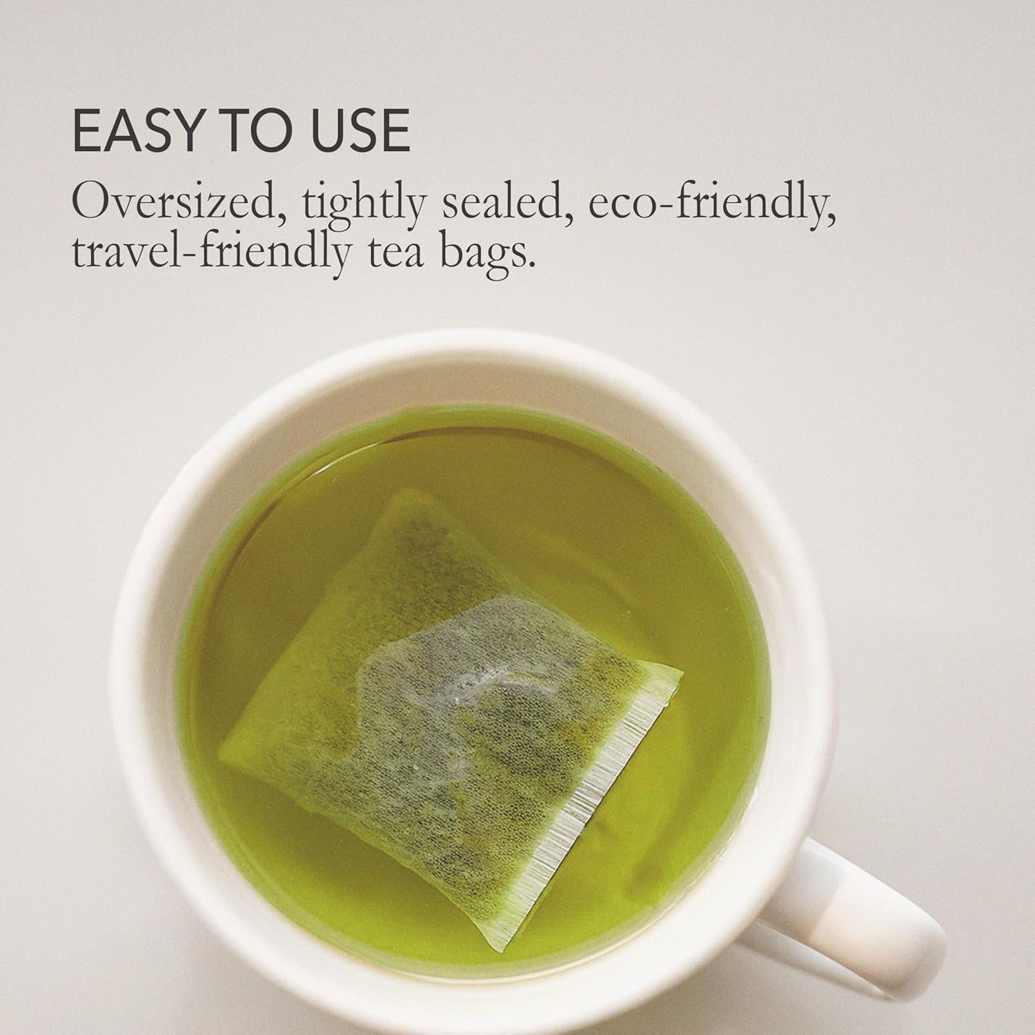 Japanese Green Tea CO. Loose Leaf Tea Bags &ndash; Pack of 144 Disposable White Paper Tea Infusers &ndash; Oversized, Biodegradable, Eco-Friendly image number 2