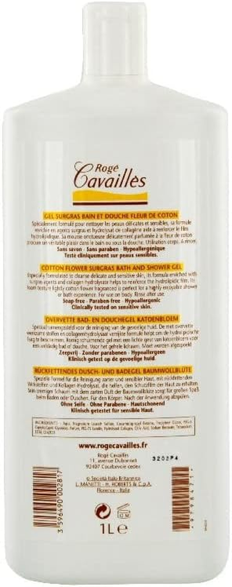 Surgras Bath and Shower Fragranced Gel 1L - Fragrance : Cotton Flower