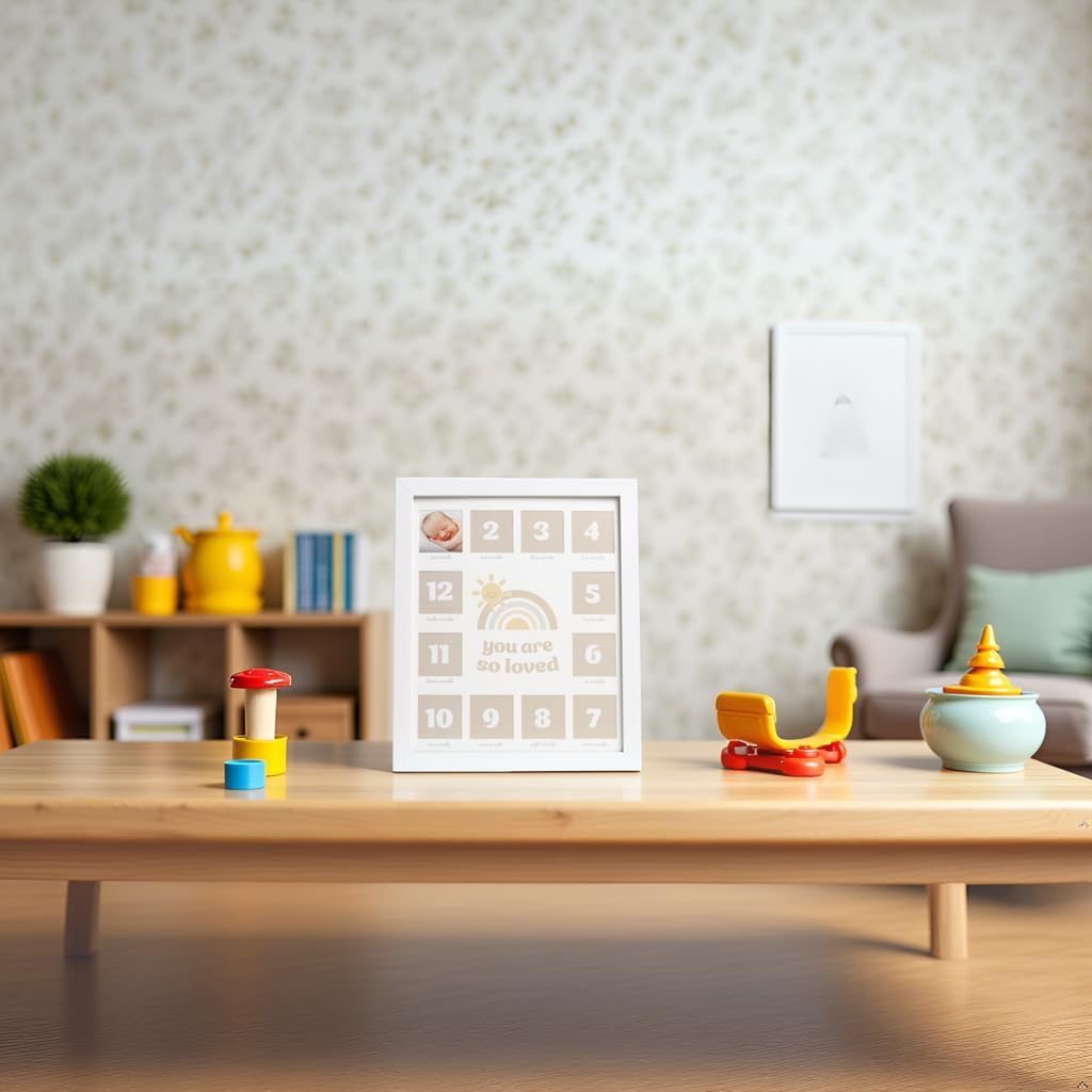 Kate & Milo My First Year Photo Frame, Baby Milestone Picture Frame, Newborn Keepsake Nursery D&eacute;cor, Baby Girl and Baby Boy Gift, You Are so Loved, White - Little Star Babyprints Collage Frame image number 6