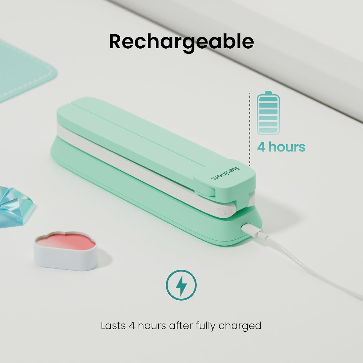 Resiners UV Light for Resin Curing, UV Resin Light, Wireless & Rechargeable UV Lamp, 3-In-1 Uses, Foldable Blacklight Ultraviolet LED, Craft Supplies Tools for Resin Molds, Jewelry Making, Mint Green image number 5