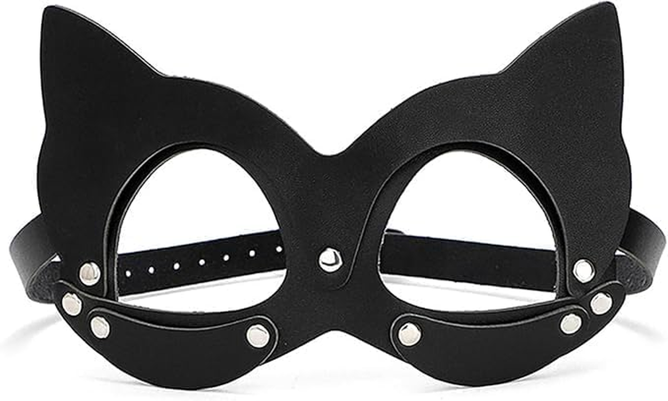 Women Half Face Cat Mask Costume Accessories Halloween Masquerade Props image number 3