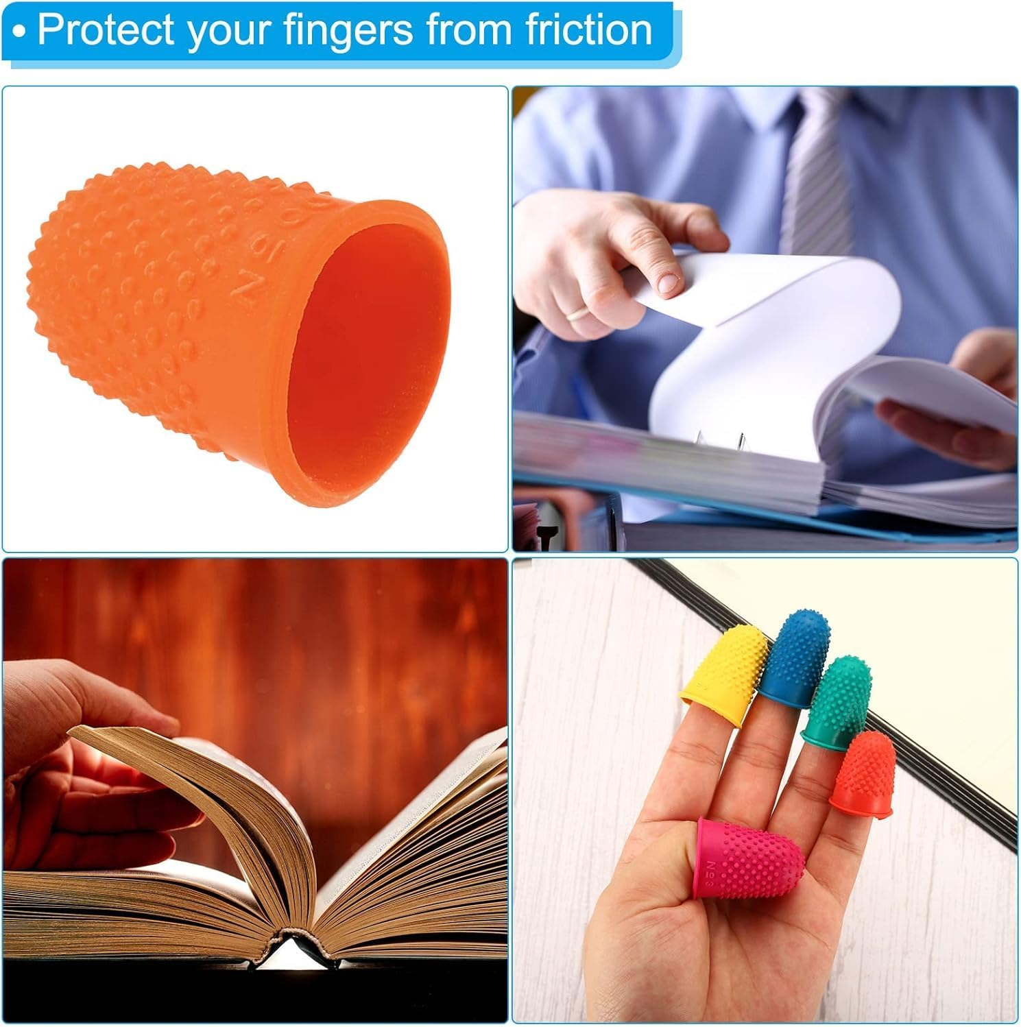 Rubber Fingers Tip Pads Grips,5Pcs Silicone Thumb Fingertip Protector Covers Guard Pads Thimble Grips,Rubber Finger Thimbles Finger Protector Finger Pads Grips,Rubber Finger Tips Guard Finger Thimble image number 4