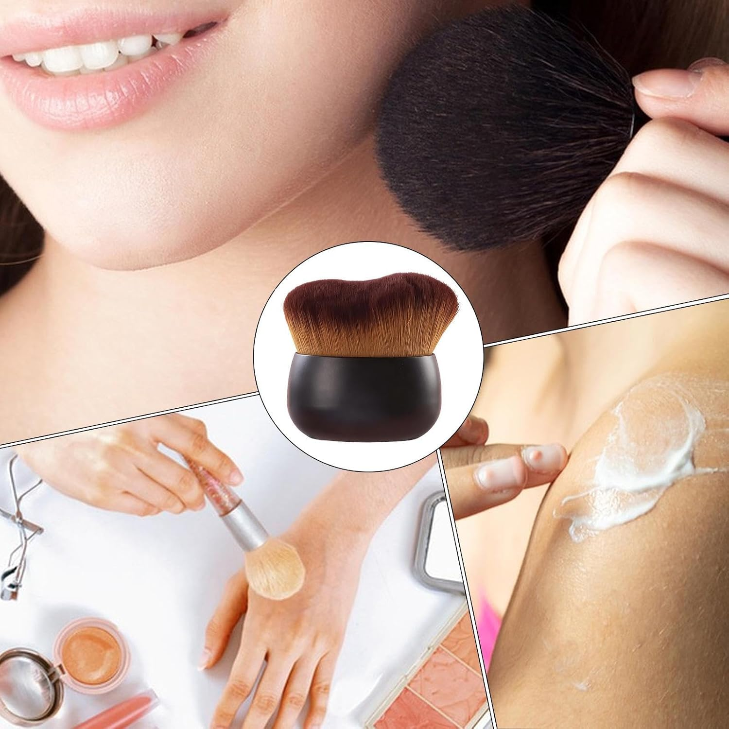 Ylnailky Self Tanner Brush - Wide-Headed Extra Large Soft Dense Bristles Tanning Applicator - Body Makeup Tan Blending Brush | for Neck Arm Leg Concealer Contouring - Rose Gold image number 6