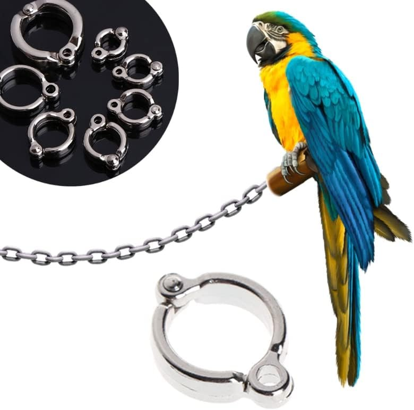 ROYJJ Bird Foot Rings Metal Parrot Leg Outdoor Fly Training Active Opening Clip Accessories for Small Large Birds image number 3