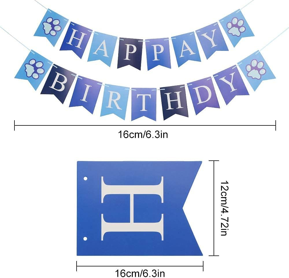 DGBAY Dog Birthday Bandana, Hat, Bow Tie & Banner Set - Blue - Cotton - Medium/Small Dogs & Cats - Costume Accessory Set image number 4