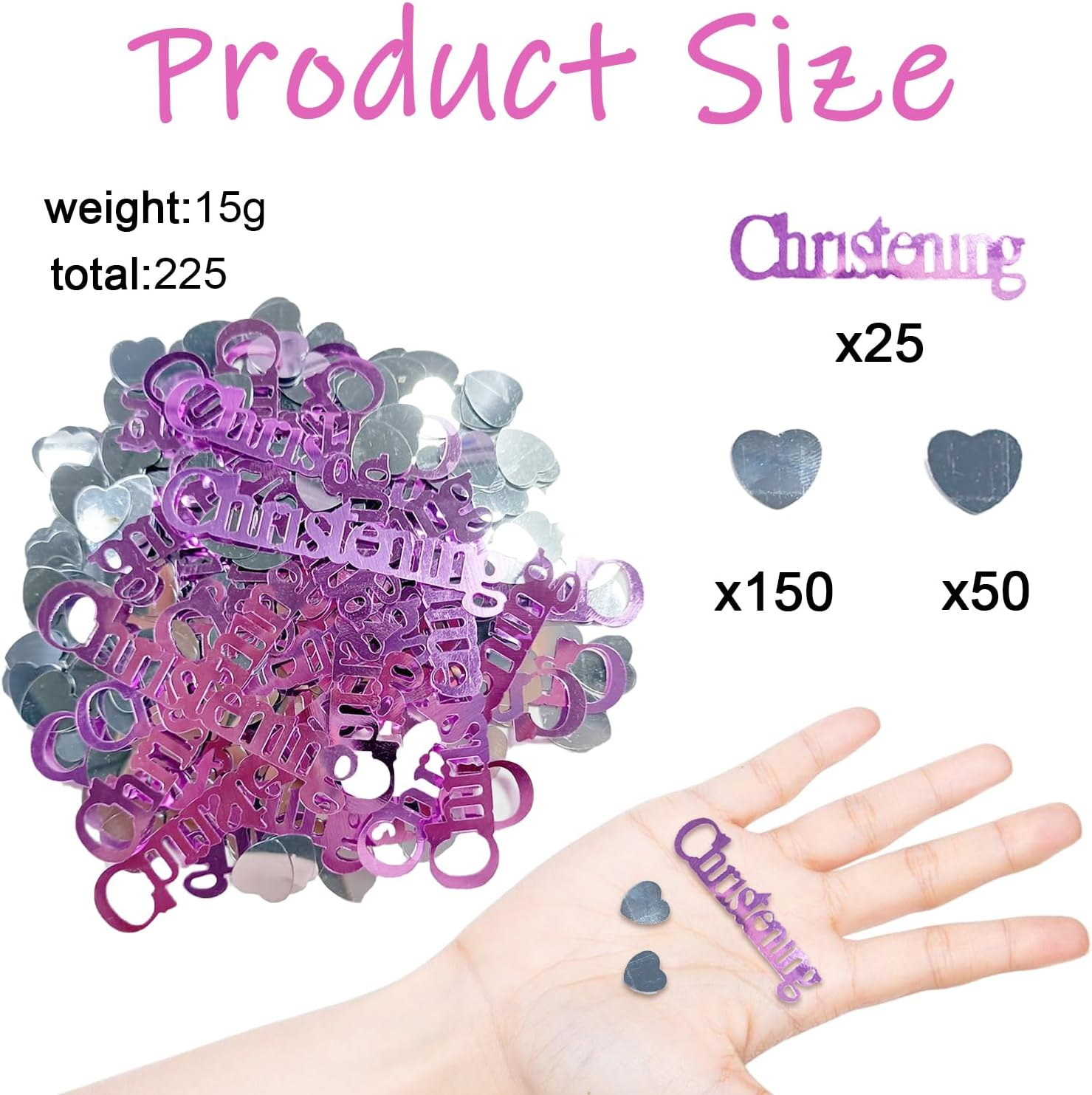 Christening Table Confetti, Pink Christening Confetti for Girl Glitter Confettis Table Scatter Decorations for Baby Gender Reveal Baptism Christening Decorations Y11FSXLZX image number 4