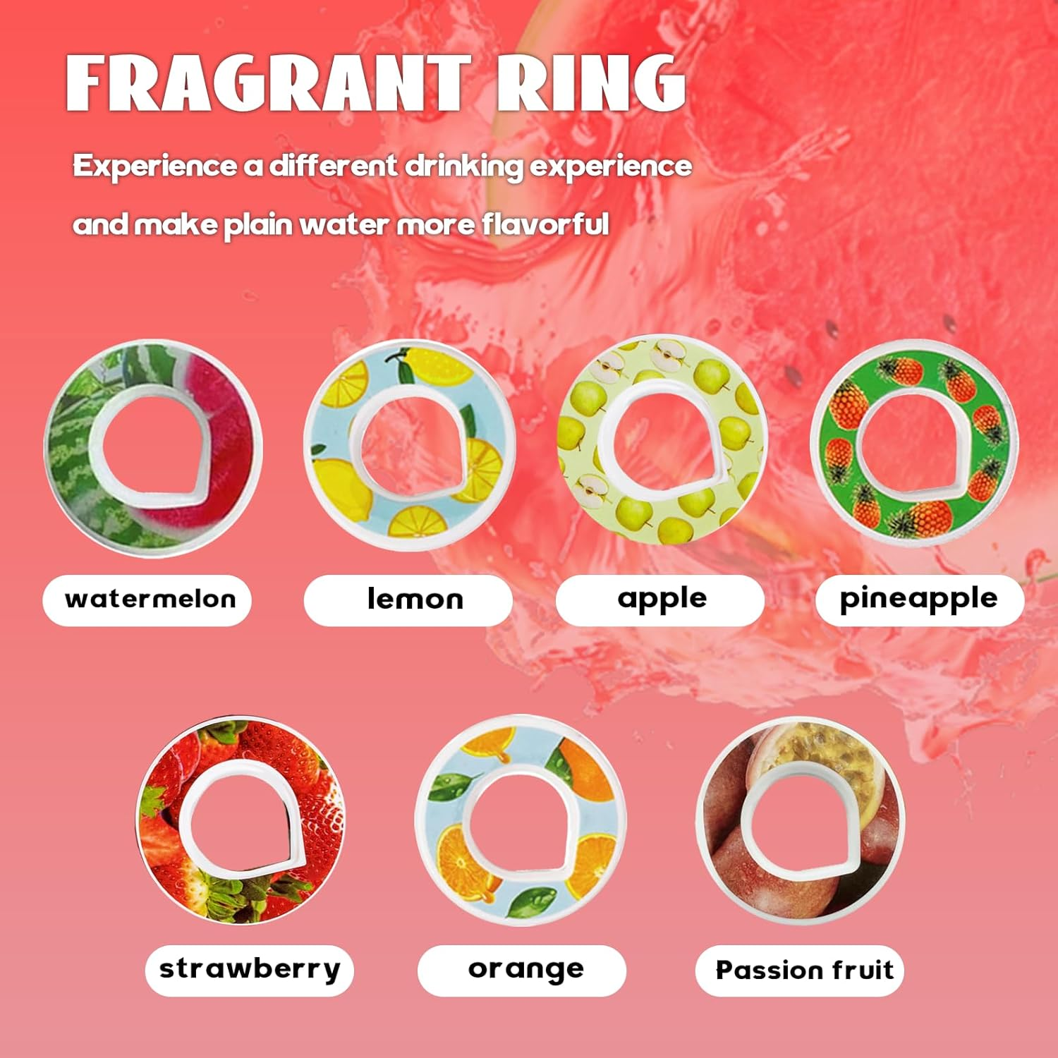 7Pack Scent Water Bottle Pods Zero Calorie Zero Sugar Reusable Scented Rings 70 Oz/2 L of Water image number 2